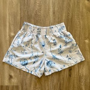Floral Pattern Linen Shorts